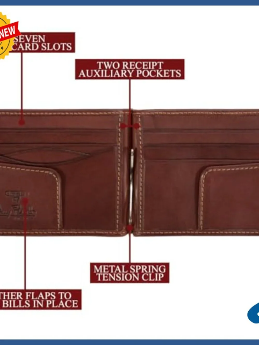 Slim Minimalist Bifold Wallet with Money Clip, Italian Leather Card Case